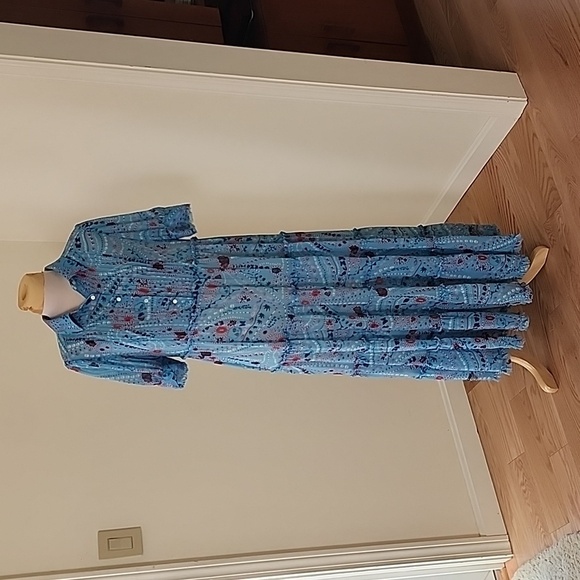 Zadig and voltaire medium turquoise rapidly print psyche maxi dress . - Picture 1 of 14